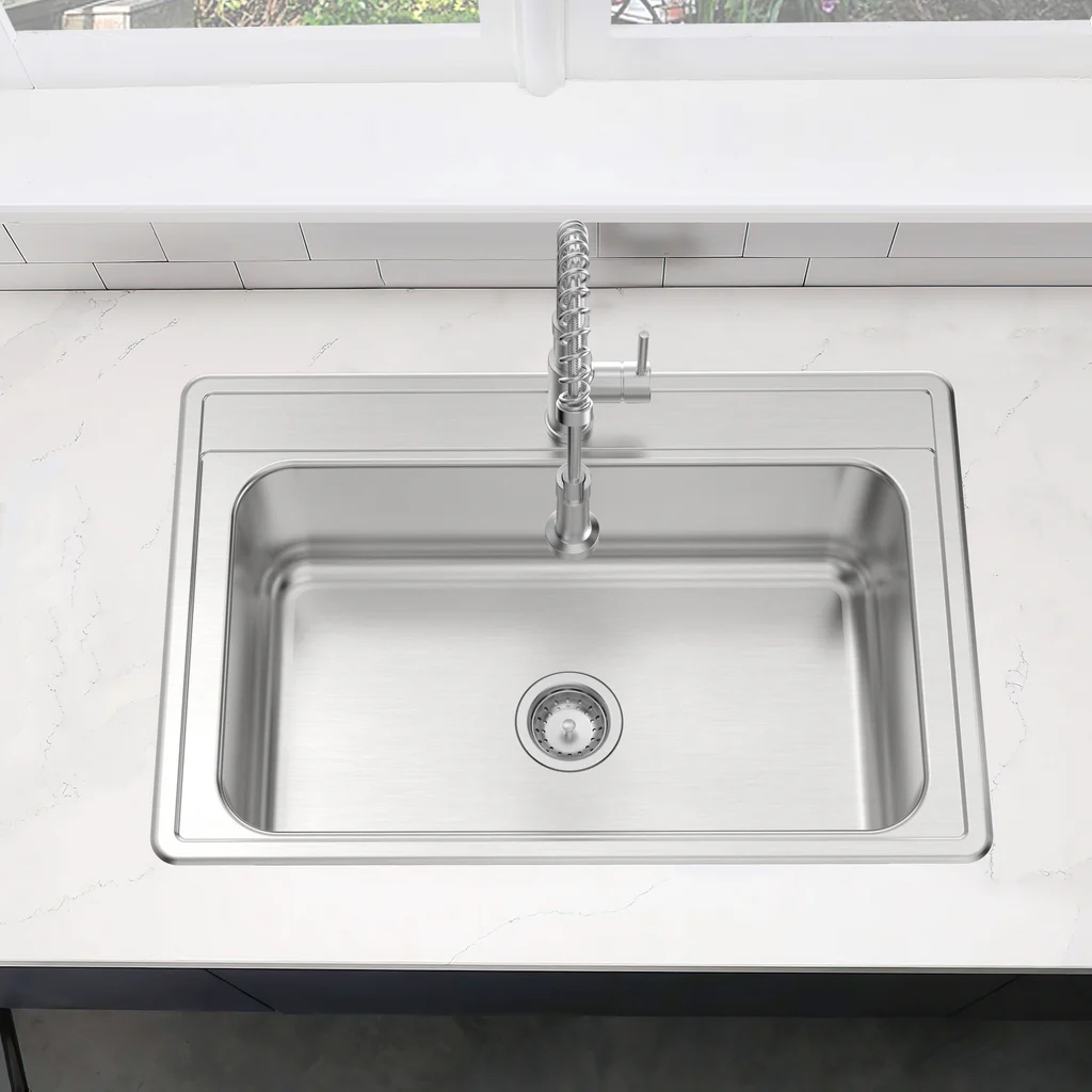 Stainless single basin drop-in kitchen sink